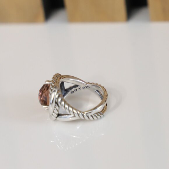 David Yurman Sterling Silver 11mm Infinity Ring with Morganite size 8 - Picture 7 of 7